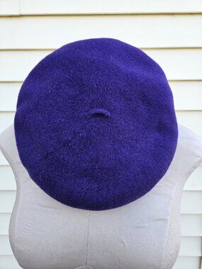 Purple Felted Wool French-Style Beret Cap - Reversible to Red